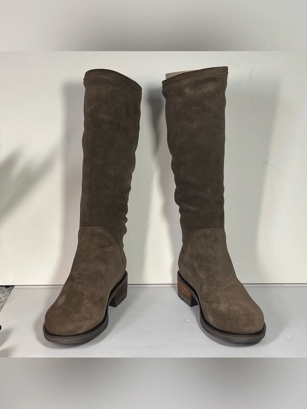 La Canadienne Cecile Stone Oiled Suede Tall Riding Boots